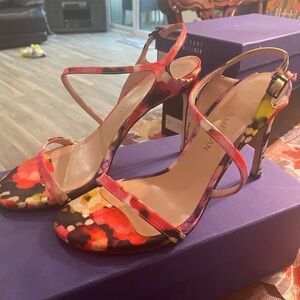 Stuart Weitzman Vibrant Floral Strappy Heels